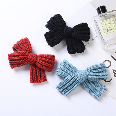 Big Knitted Bow Handmade Hairpin